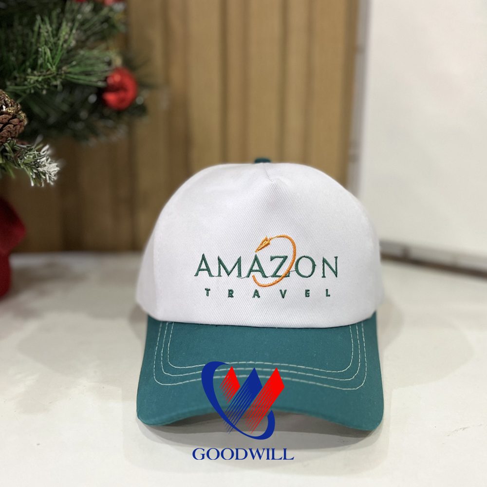 Mũ Golf Thêu Logo Thương Hiệu Trắng Phối Xanh