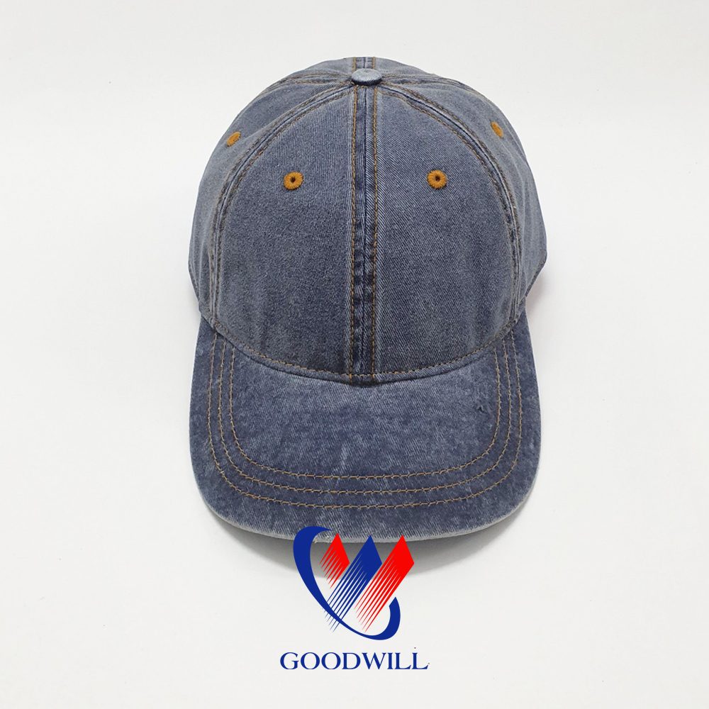 Mũ Lưỡi Trai Denim Chỉ Nổi Phong Cách Cổ Điển
