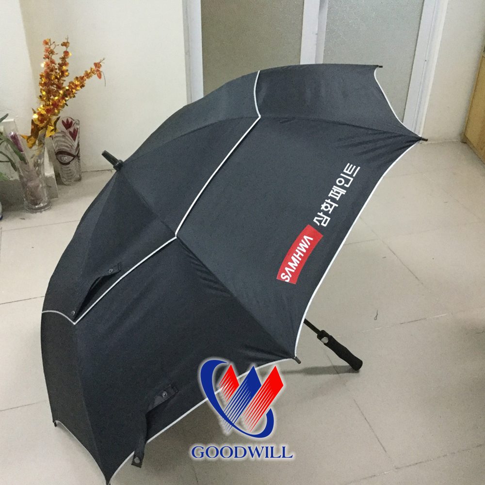 Ô Golf 2 Tầng Chống Lật Cán Thẳng Đen Viền Trắng