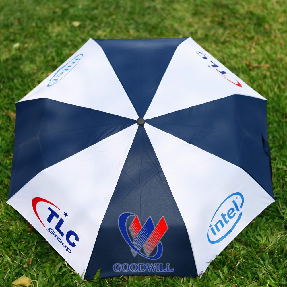Ô Gấp 3 Tự Động Màu Xanh Trắng In Logo TLC Group