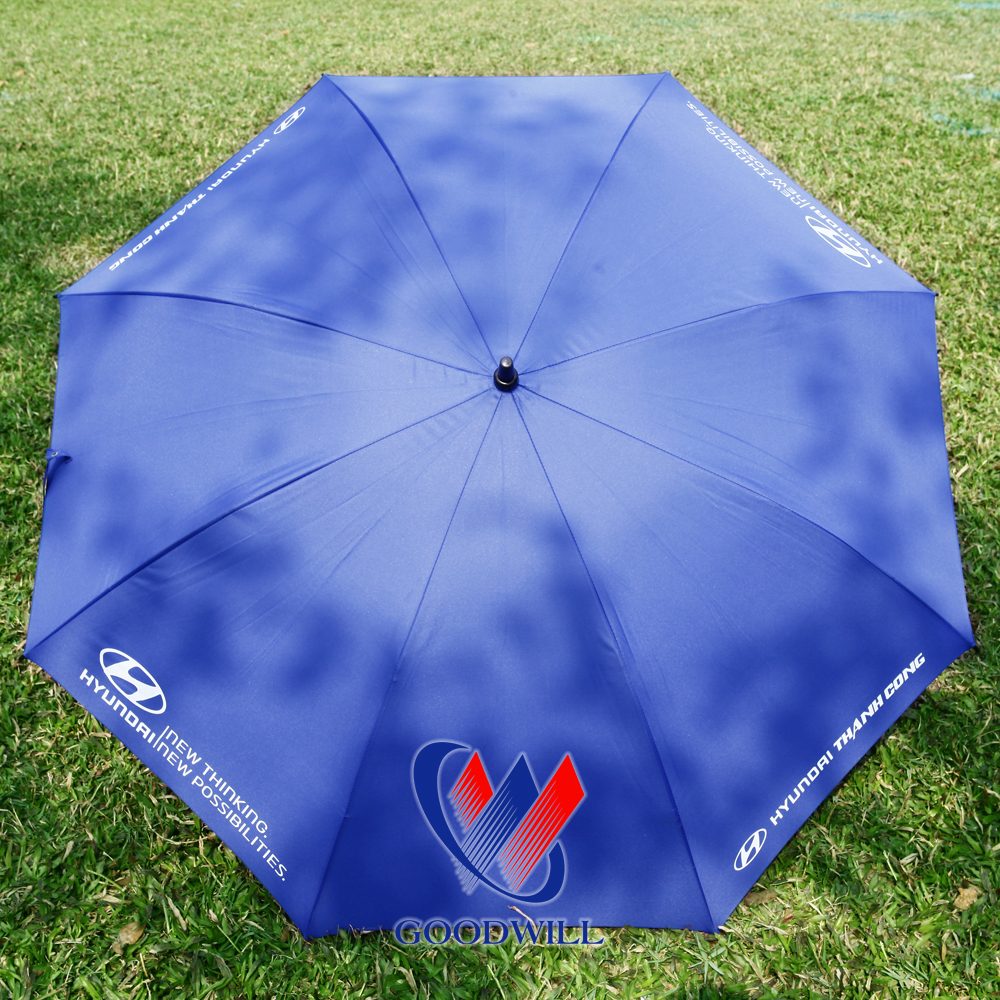 Ô Dù Thẳng Quảng Cáo Xanh Dương In Logo Hyundai Thành Công