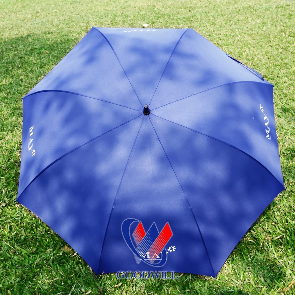 Ô Dù Thẳng Quảng Cáo Sắc Xanh Dương In logo MAY