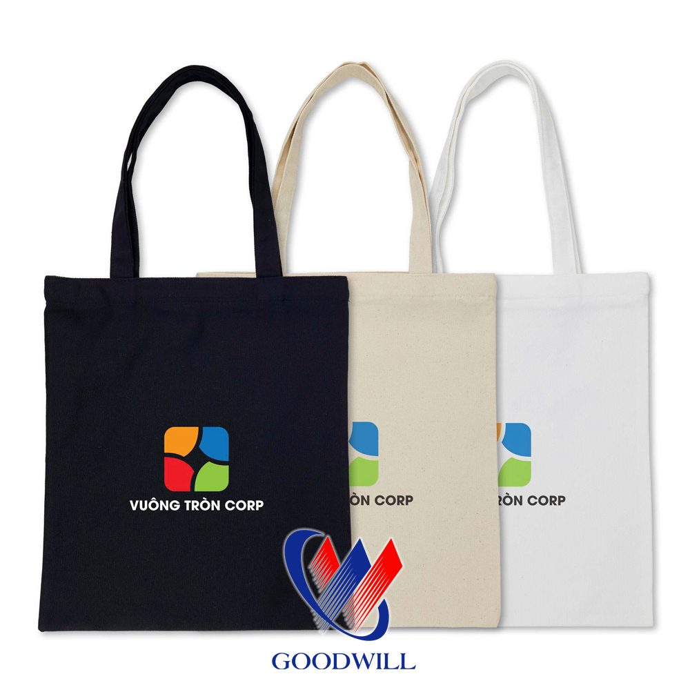 Túi Tote Vải Canvas Quảng Cáo Thương Hiệu Vuông Tròn Crop