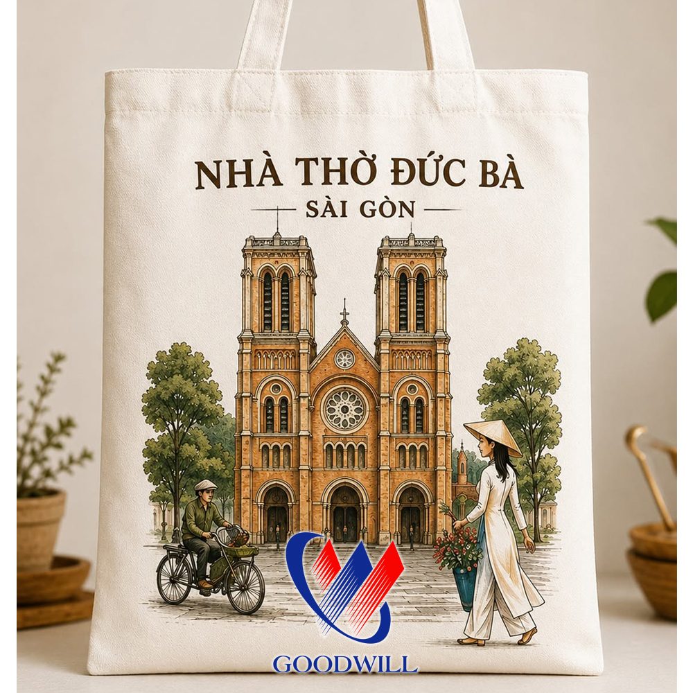 Túi Tote Canvas Họa Tiết “Nhà Thờ Đức Bà Sài Gòn”