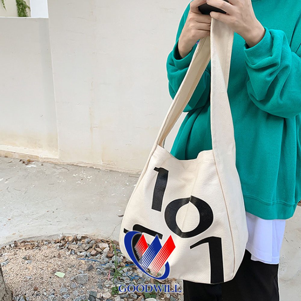 Túi Tote Vải Canvas Quai Đeo Chéo Phom Rộng