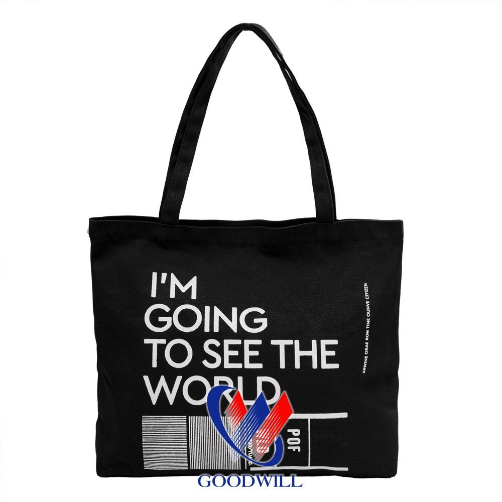 Túi Tote Vải Canvas Đen In Slogan Cá Tính