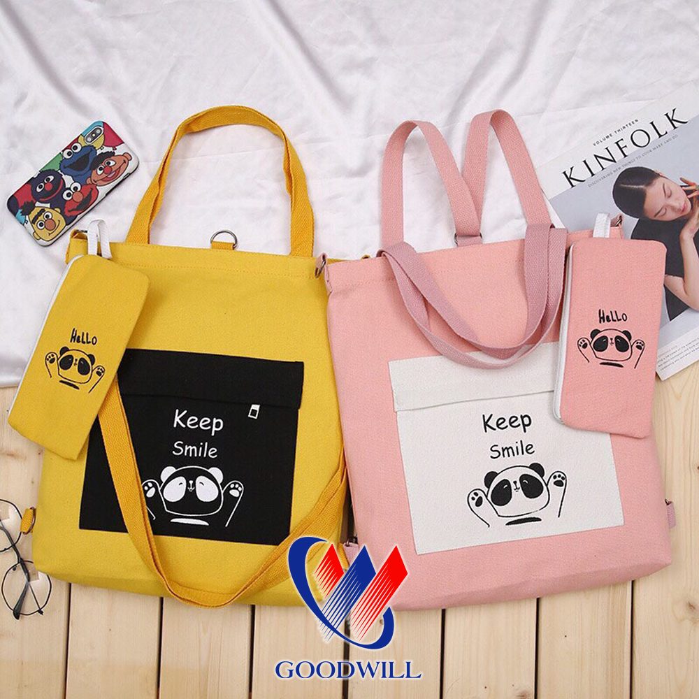 Túi Tote Canvas Đa Năng 3In1 Kèm Ví Nhỏ